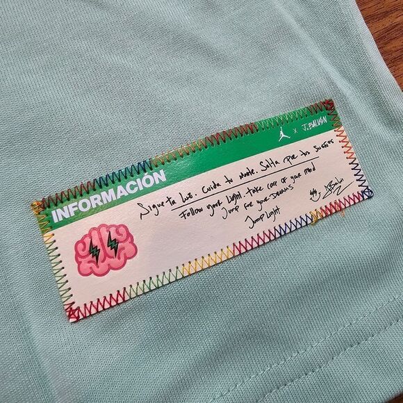 Air Jordan X J Balvin Tee T-Shirt Large L Sail Enamel Green Blue DR2962-308 New - Picture 7 of 10